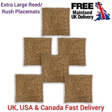 Hand Woven Reed Extra Large Square Placemat Pack for Kitchen Table Décor Mat Set