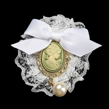 LARGE OVAL WHITE LACE & BOW