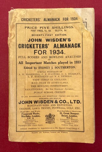 1934 wisden softback good - wisden,