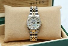Ladies Steel & Gold Rolex Datejust 31mm 68273 Custom MOP Diamond Dial & Bezel