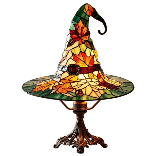 Stained glass witch hat - witch, lamp