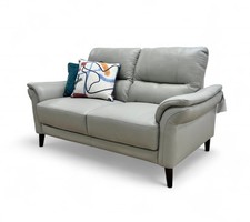 Furniture Village 'Winner' 2 Seater Sofa Leather Oslo Cat-40/27 Light Grey NEW