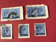 GB EDWARD VII BRITISH LEVANT 40 PARAS ON 2 1/2D  USED ON ENVOLOPE PIECE.