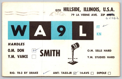 Vintage 1964 wa9l qsl card - 1964,