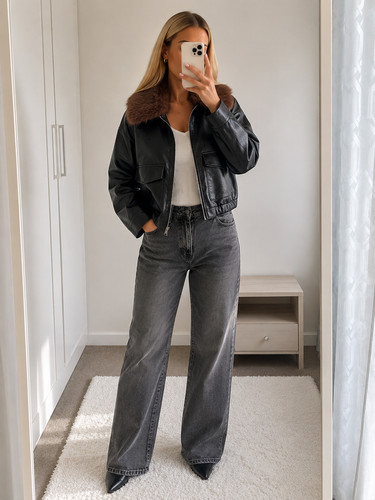 Black faux leather - 💗h&m,