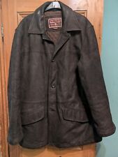 Marlboro Classics Heavy Brown Leather Jacket Button Up Front size XL