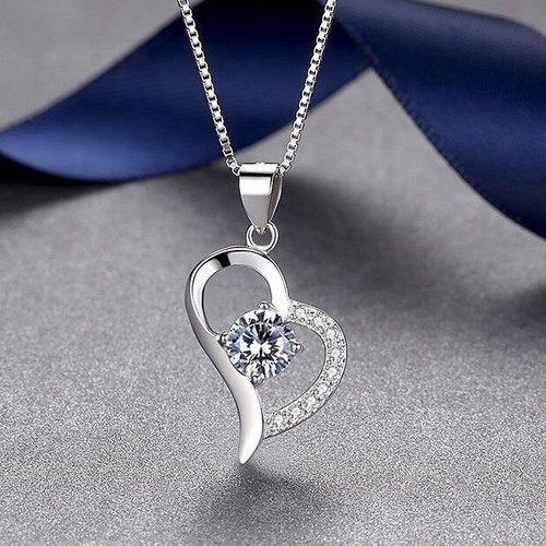 Women crystal heart pendant - crystal,
