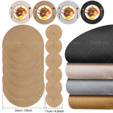 Set of 12 Round Placemats and Coasters Woven Table Place Mats for Dining Table