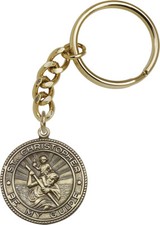 Gold St Christopher Key Ring