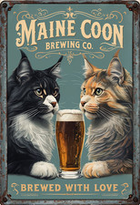 Maine Coon Brewing Co Metal Sign, Maine Coon Beer Plaque, Bar Sign