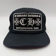Chrome Hearts CH Hollywood Trucker Black Cap Hat Authentic