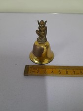VINTAGE SOLID BRASS LUCKY PIXIE SAT ON THE MASHROOM SOUND BELL SOUVENIR 2½" inch