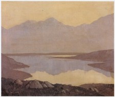 Lough Altan Donegal Paul Henry print in 10 x 12 inch mount ready to frame SUPERB