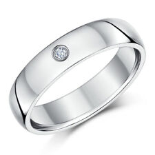 5mm Palladium Diamond Wedding Band Court Shaped Heavy Weight Ring UK Hallmarked