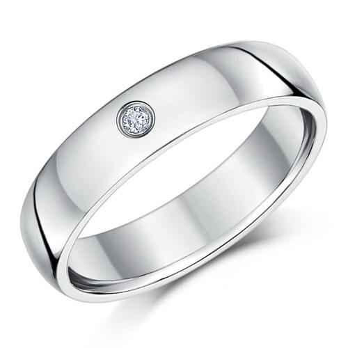 5mm palladium diamond wedding - 5mm,