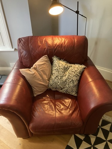 Red leather armchair classic - red,