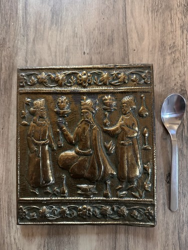 Antique brass plaque - antique, mounted