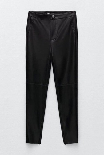 Black faux leather - leather, trousers