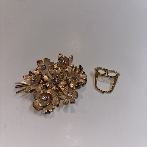 Vintage gold tone rhinestone - vintage,