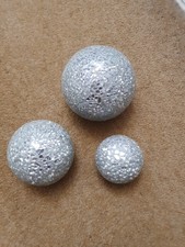 Set Of 3 Silver Glass Type Mosaic Decorative Balls - Approx 6/9/10cm - Used