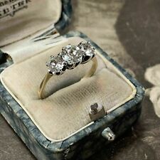 Three Stone 1.50 Ct Round Diamond Engagement Ring 14K Yellow Gold Finish Size N