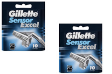 2X 10 Pack Gillette Sensor Excel Mens Shaving Razor Blades Genuine FAST FREE P&P