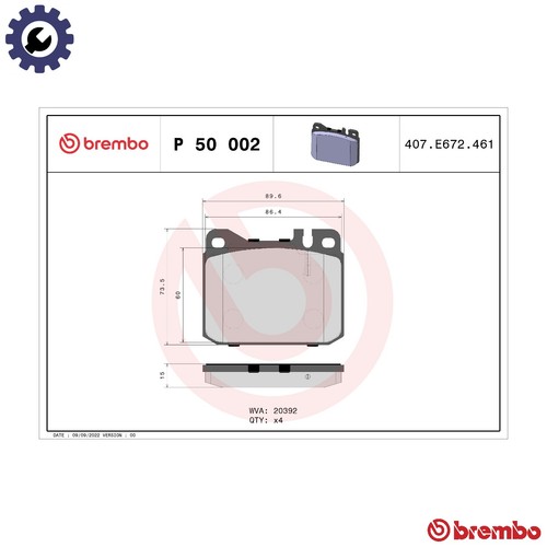 Brake pad set disc - p, 50
