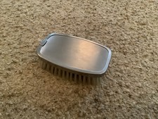 VINTAGE GENTS BRUSHED STAINLESS STEEL NYLON BRISTLE HAIR BRUSH