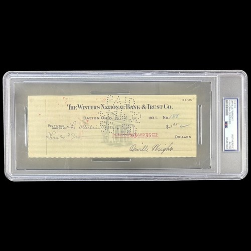 Orville wright signed check - orville,