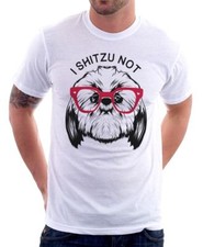 I SHITZU NOT funny DOG white printed t-shirt 9638