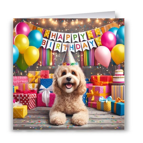 Cockapoo birthday card dog - cockapoo,