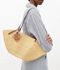 LOEWE  Shell Small Elephant Grass And Leather Basket Bag
