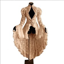 Victorian Dress Long Flare Gothic Dresses Women Vintage Lace Sleeve Retro Dress