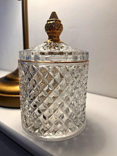 Clear cut glass lidded - glass,