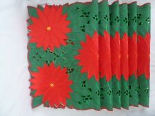 SET OF 6 CHRISTMAS POINSETTIA PLACE MATS---CUT AWAY DESIGN