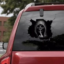 1X Be Quiet Grim Reaper Stickers for Laptop Car Window Graphic Skull Vinyl Decal