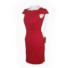 Pretty Dress  Red  Pencil Bombshell Dress UK 6-8 Zip Closure 