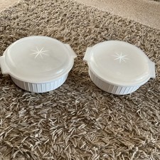 TWO VINTAGE LIDDED MICROWAVE DISH 16cm DIAMETER 3cup Size Never Used But Stored 