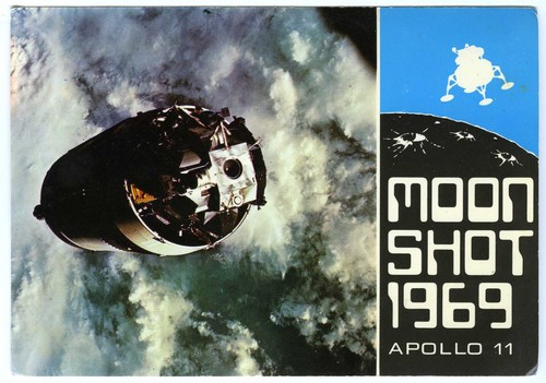 1969 moon landing postcard - moon,