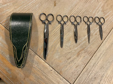 1930 Vintage Set of 5 Handcrafted Graduated ANCS Scissors in Leather Case