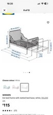 IKEA White Extendable Minnen Bed black Metal Frame worth over £200!