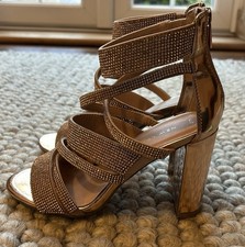 New Look Heels Size UK 4 Rose Gold Diamante Strappy Party Going Out
