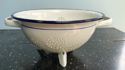 Vintage french footed enamel - footed,
