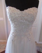 Sottero & Midgley Strapless  Wedding Dress With Delicate Beading A-line Size 10