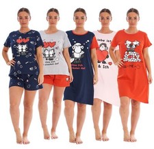 Ladies 100% Soft Cotton Shorty Set Love Heart Short Sleeve Round Neck Nightdress