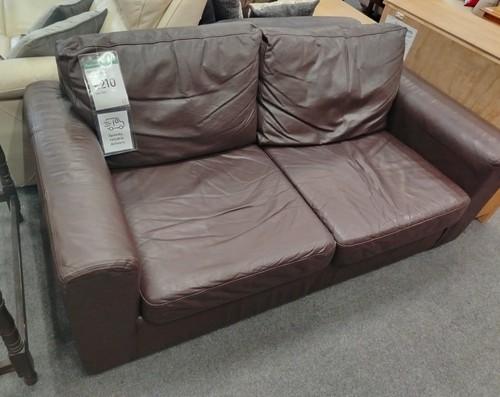 Brown leather seater sofa - leather,