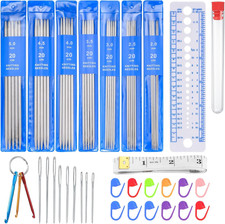 35 Pcs Double Pointed Knitting Needles Set, Short 20Cm Metal Double Ended Knitti