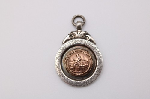 Silver football shield fob