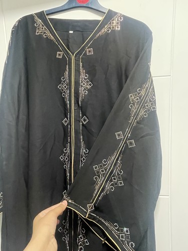 Black button abaya - button,