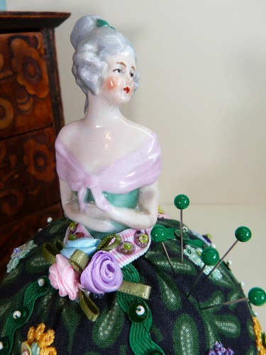 Half doll upcycled vintage pin - doll,